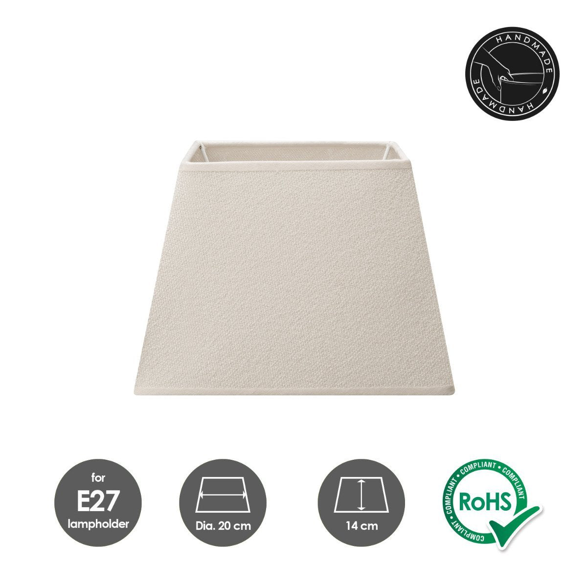 Home Sweet Home Fabric Lampshade Beige - 20 x 14 x 14 cm