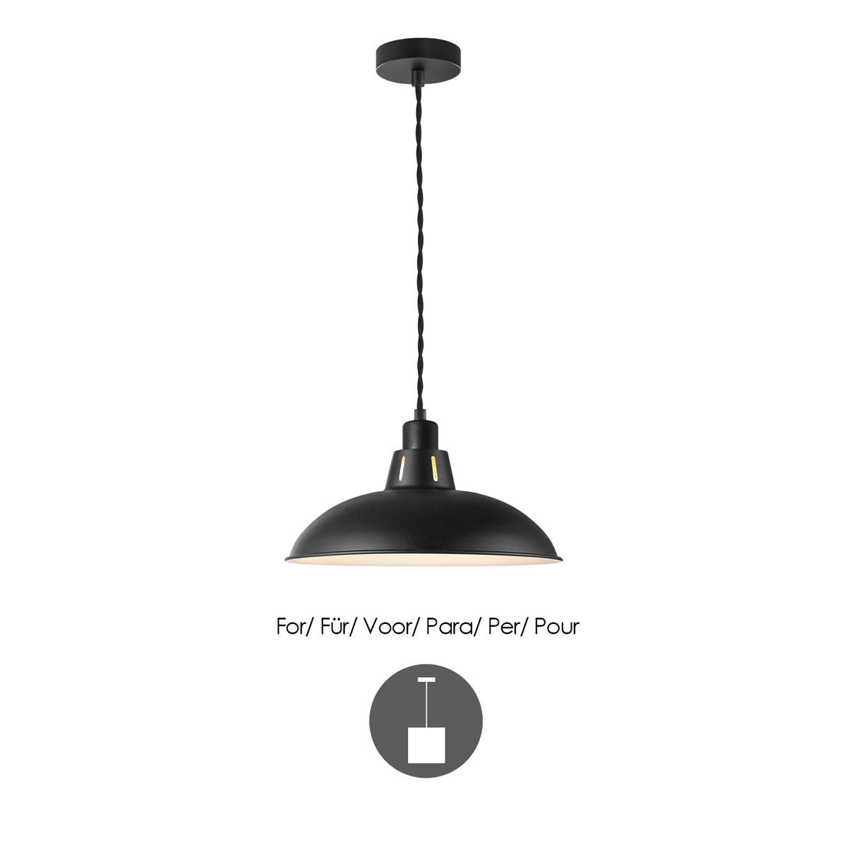 Home Sweet Home Lampshade Altis round black - W:30.5xD:30.5xH:12cm