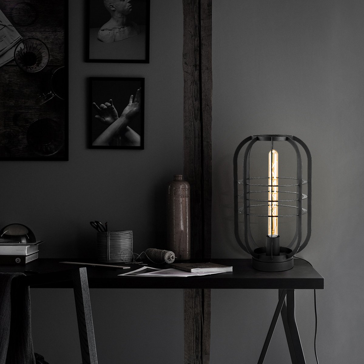 Home Sweet Home Modern table lamp Nero - Black - 24/24/40cm bedside lamp