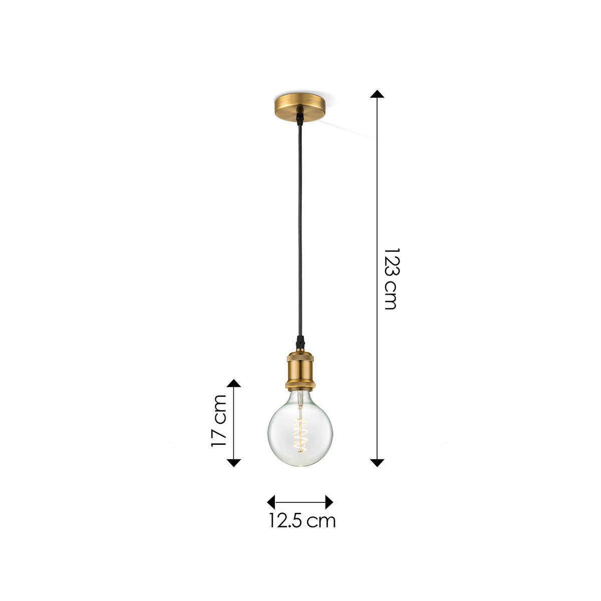 Home Sweet Home hanging lamp bronze vintage - G125 - dimmable E27 clear