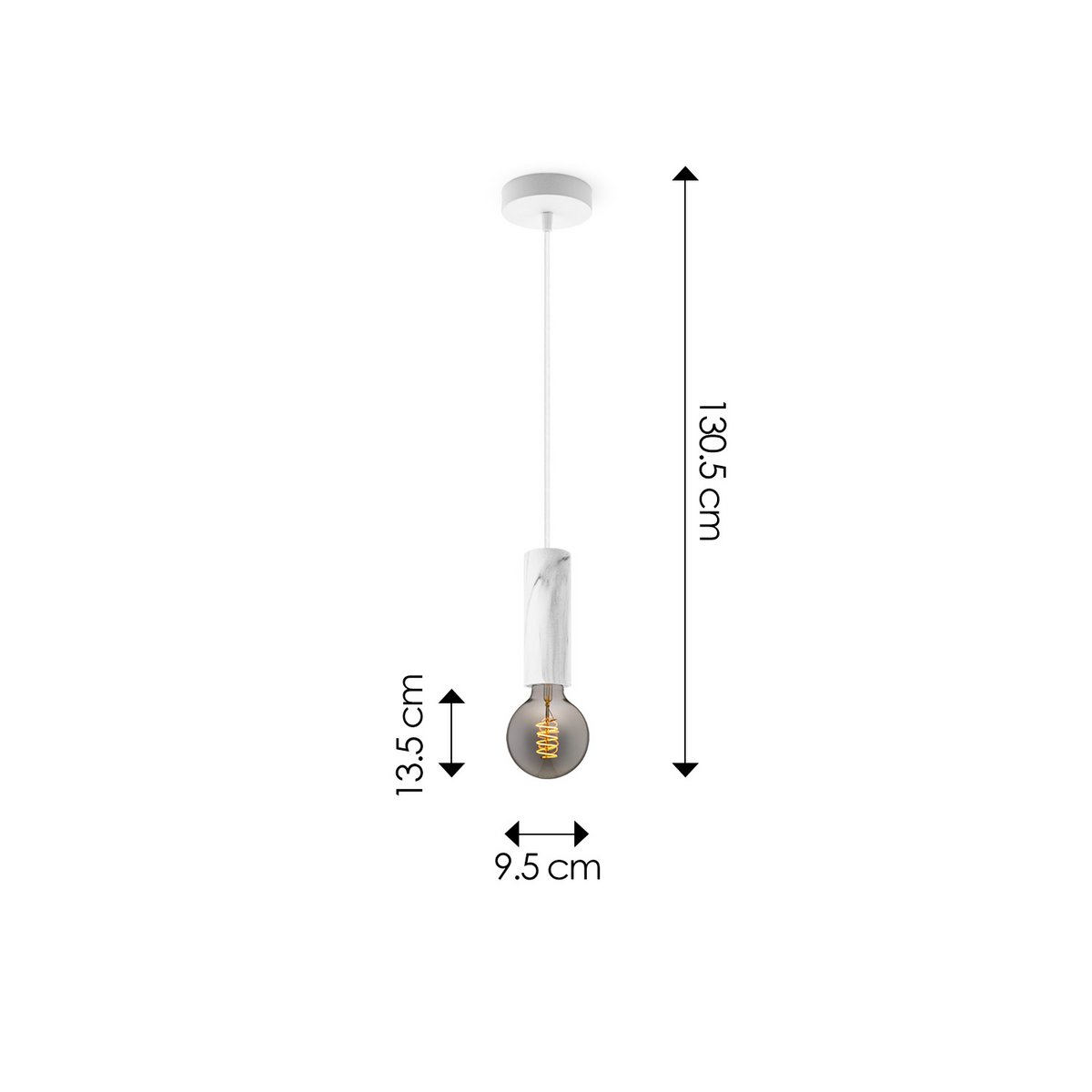 Home Sweet Home hanging lamp Marble Saga - G125 - dimmable E27 smoke