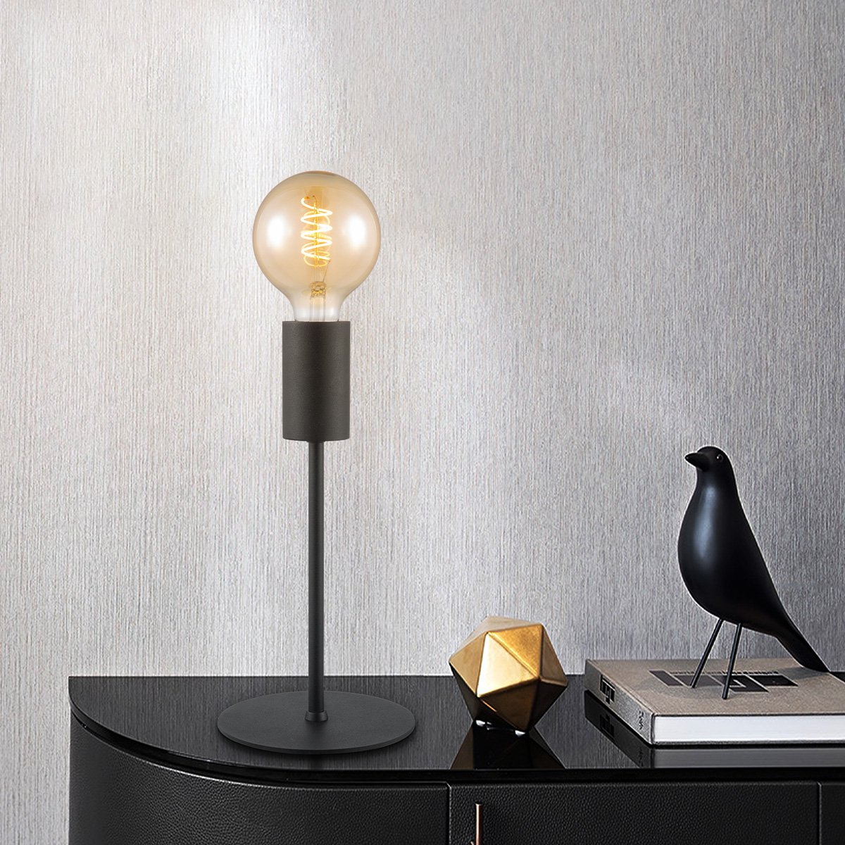 Home Sweet Home Industrial Table Lamp Sola - Black 15x15x30cm - Metal