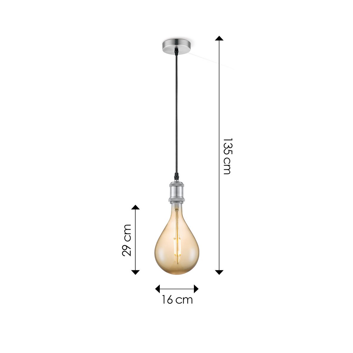 Home Sweet Home hanging lamp chrome vintage Pear G160 dimmable E27 amber