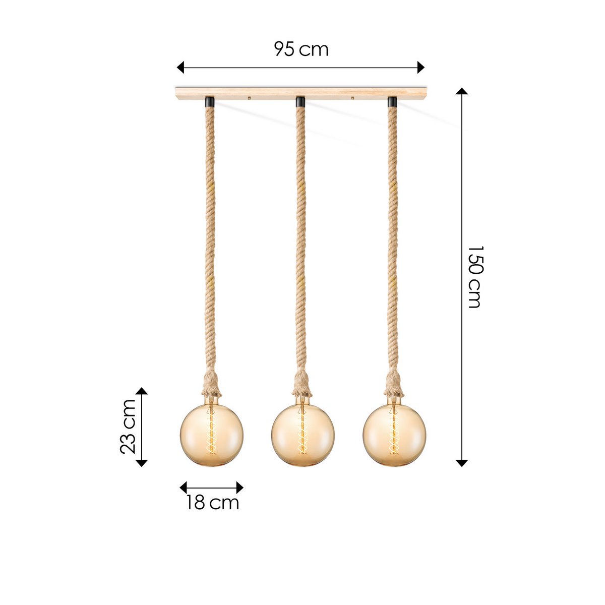 Home Sweet Home hanging lamp Leonardo - 3 LED lamp - dimmable E27 amber