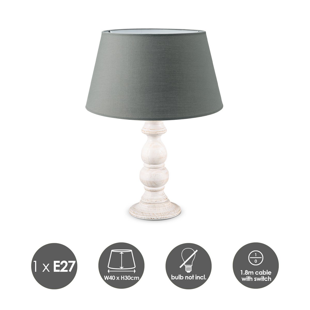 Home Sweet Home Table Lamp Largo with Anthracite-colored Lampshade