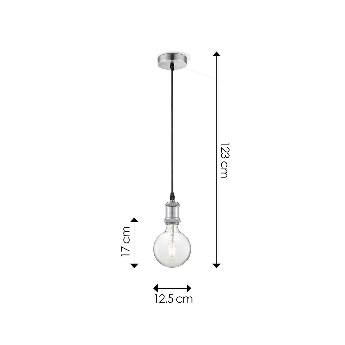 Home Sweet Home hanging lamp chrome vintage - G180 - dimmable E27 clear