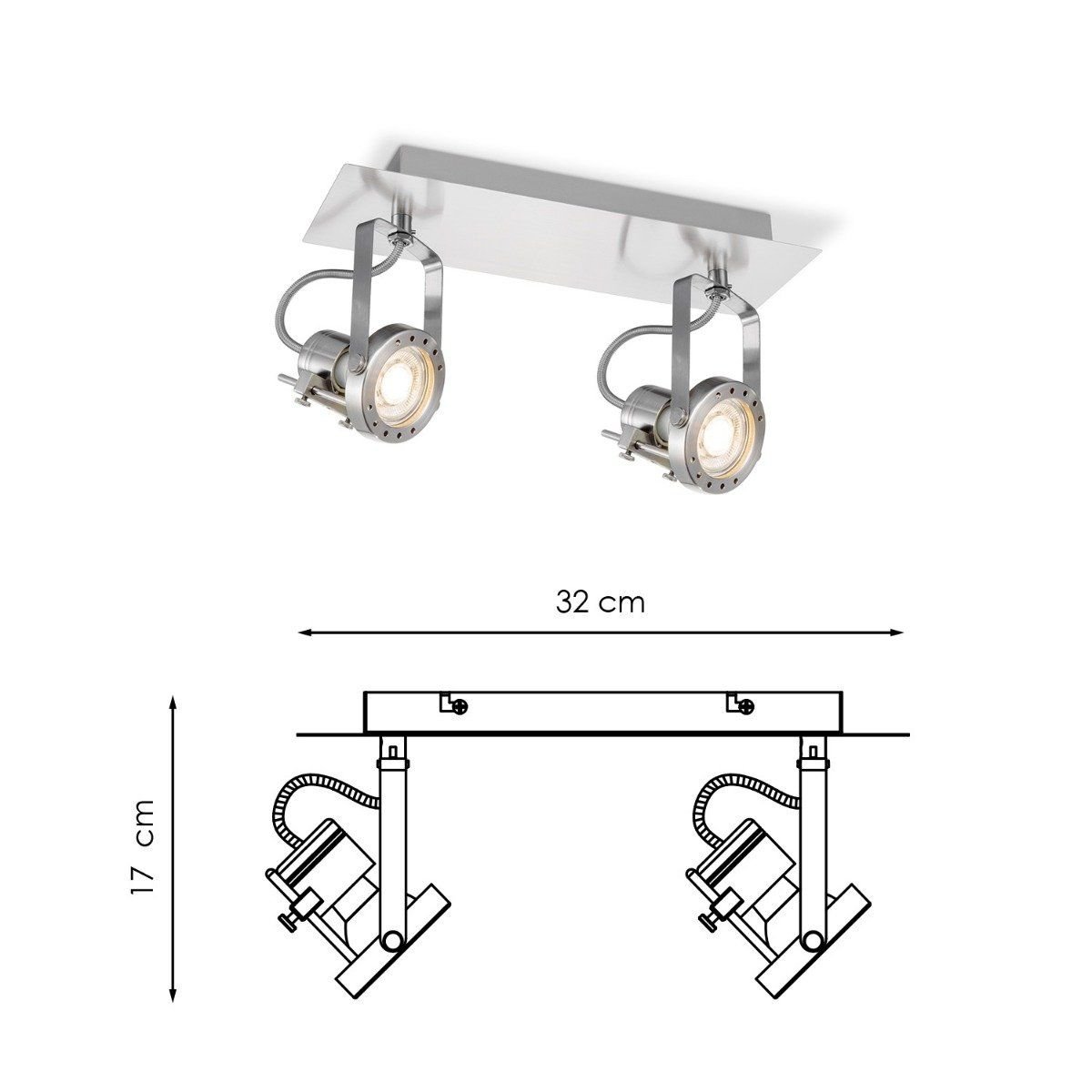 Home Sweet Home LED Surface-mounted spotlight Robo 2 - dimmable - brushed steel