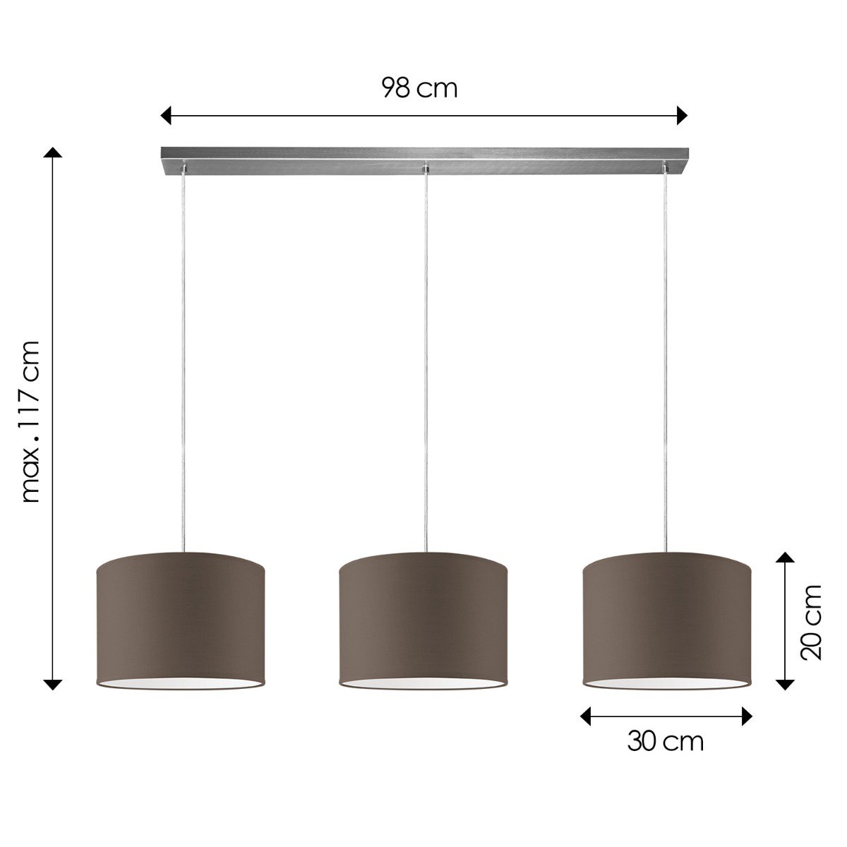 Home Sweet Home hanging lamp Beam 3L, E27, taupe Lampshade, 30cm