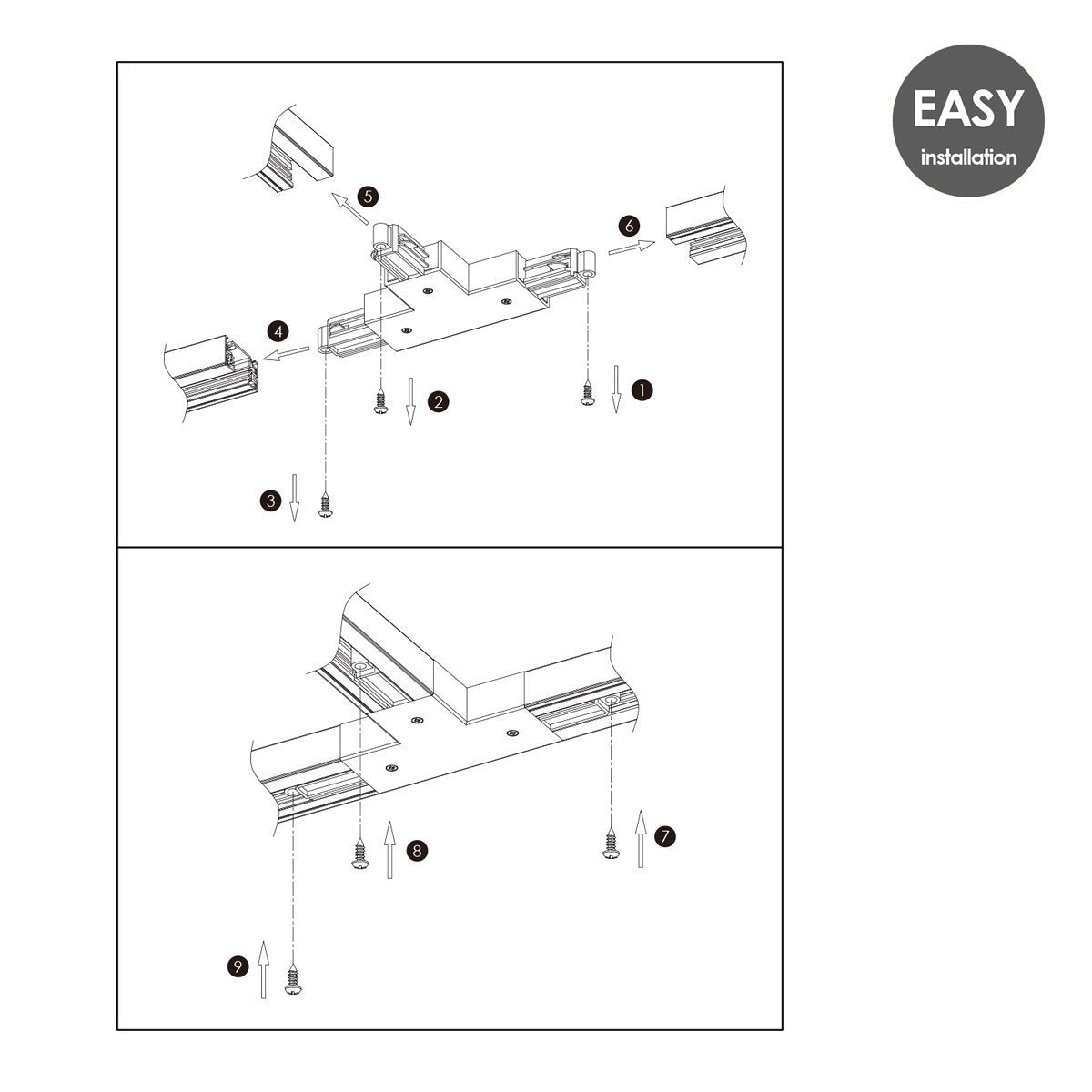 Track lighting part T connector | 17/10.5/1.8cm | Black