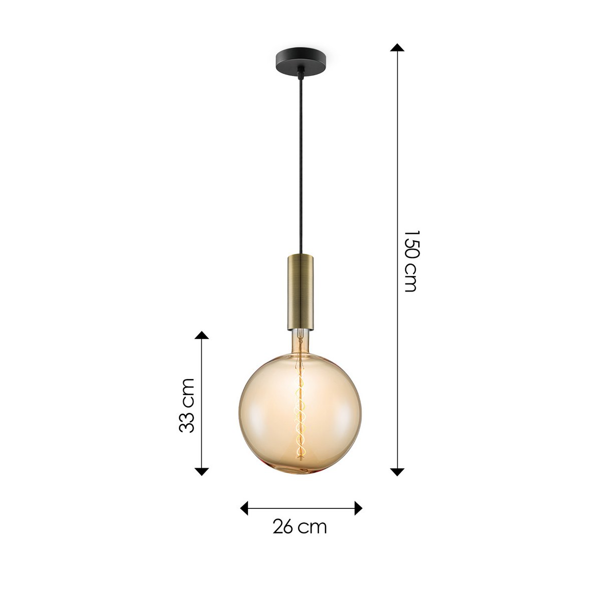 Home Sweet Home hanglamp brons Saga Globe - - dimbaar E27 amber