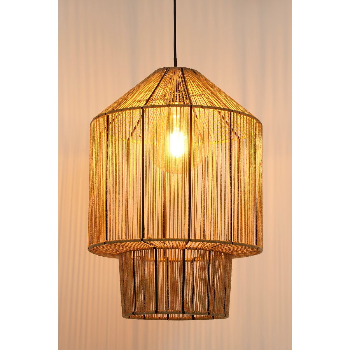 Elsa Hanging Lamp - H49 x Ø35 cm - Jute - Light brown