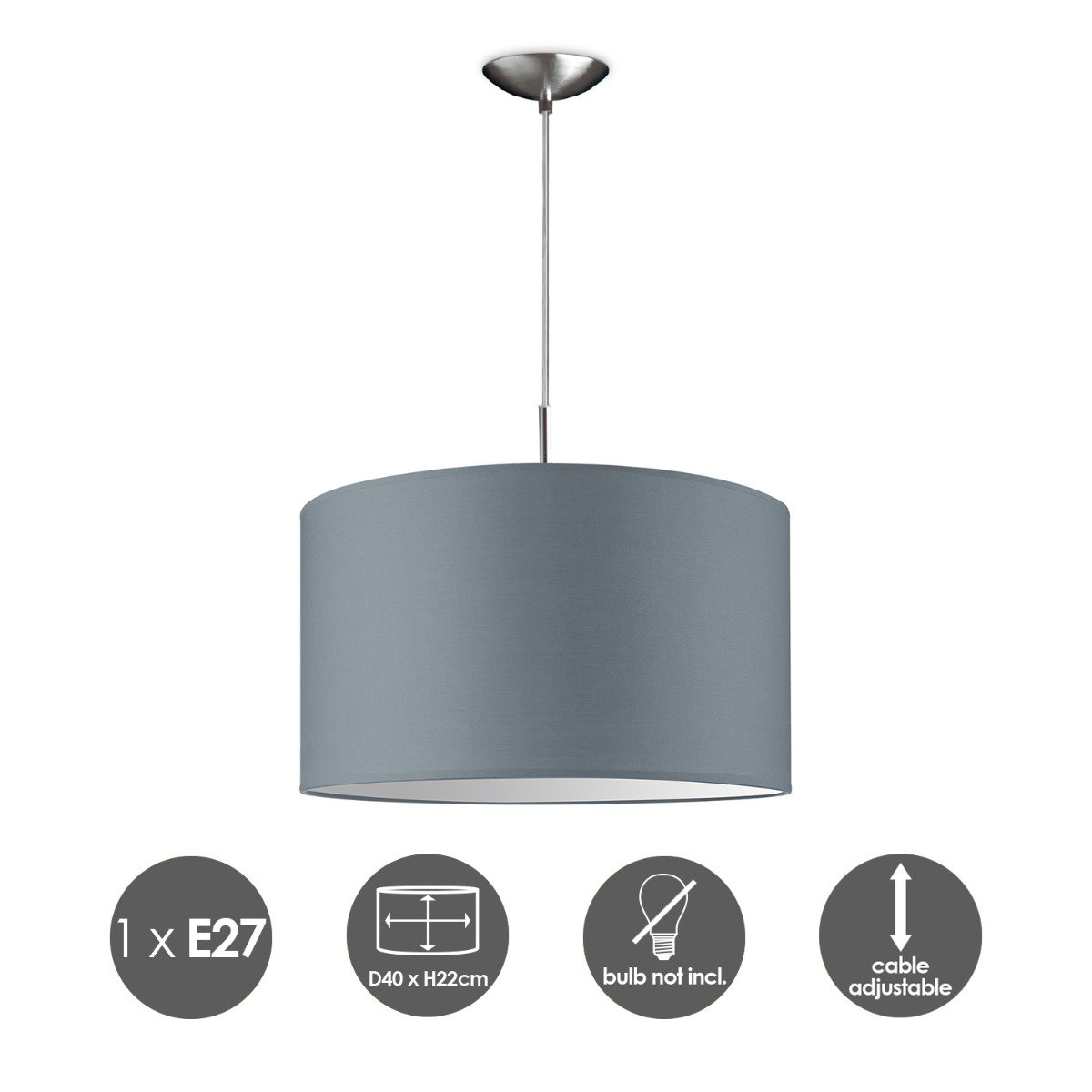 Home Sweet Home hanging lamp Tube Deluxe, E27, gray, 40cm