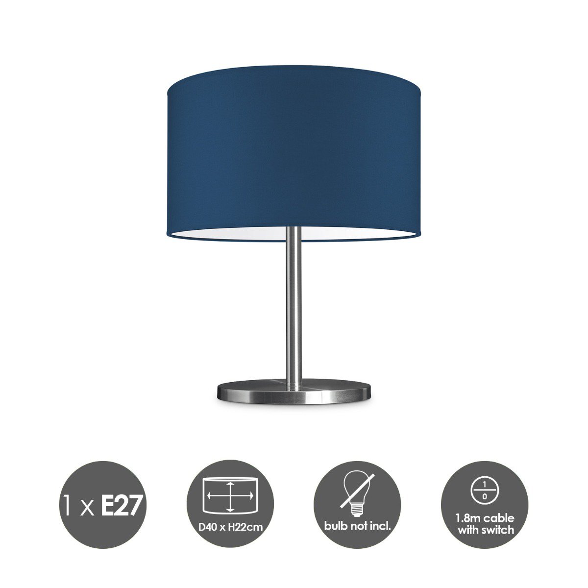 Home Sweet Home Table lamp Bling - Mauro, E27, dark blue, 40cm