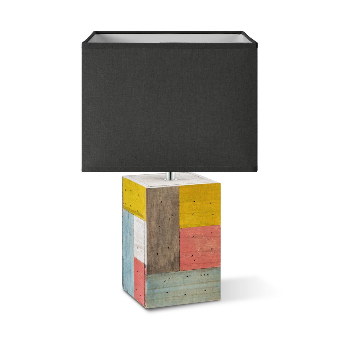 Home Sweet Home Table lamp Block - Tora Wooden base Lampshade anthracite