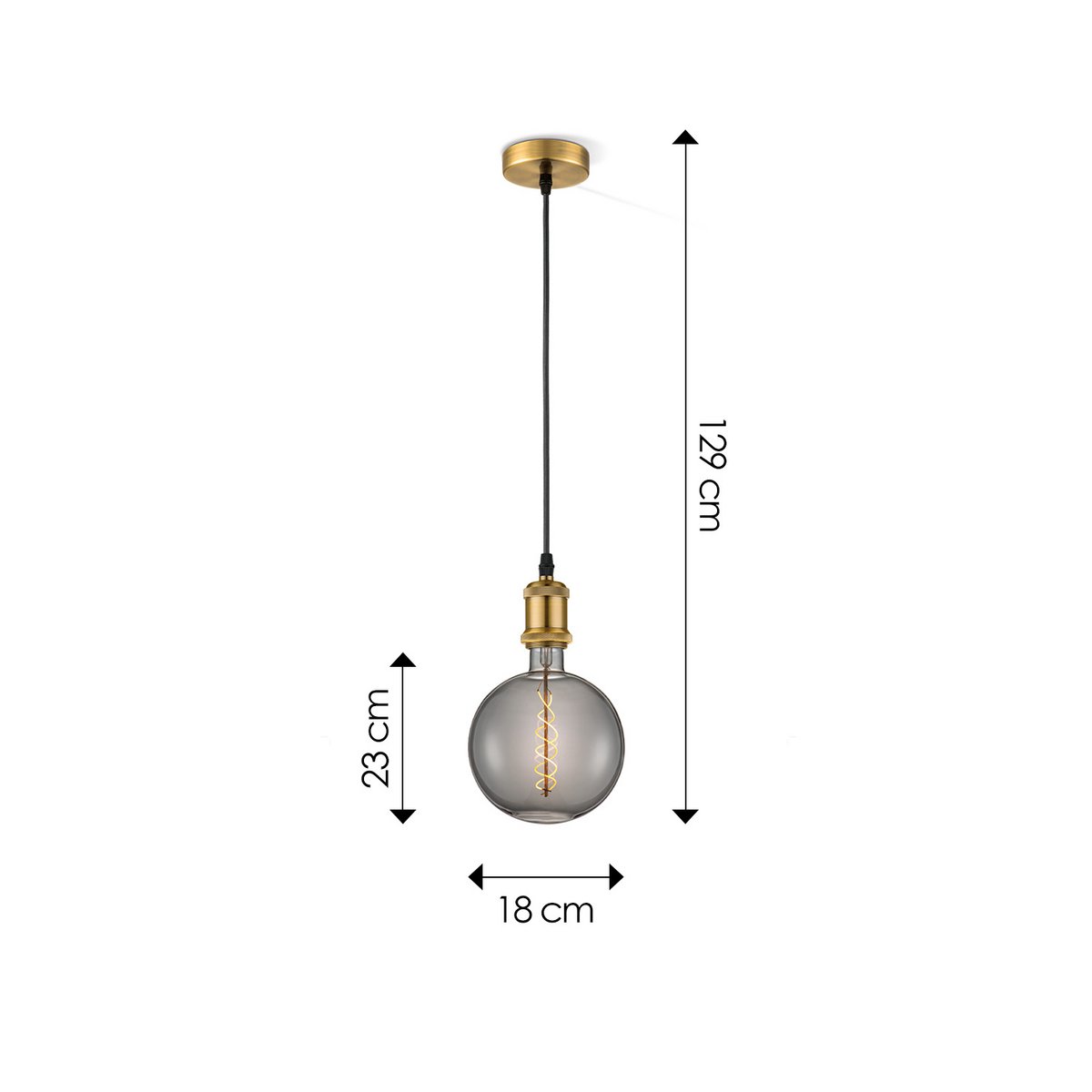 Home Sweet Home hanging lamp bronze vintage - G180 - dimmable E27 smoke