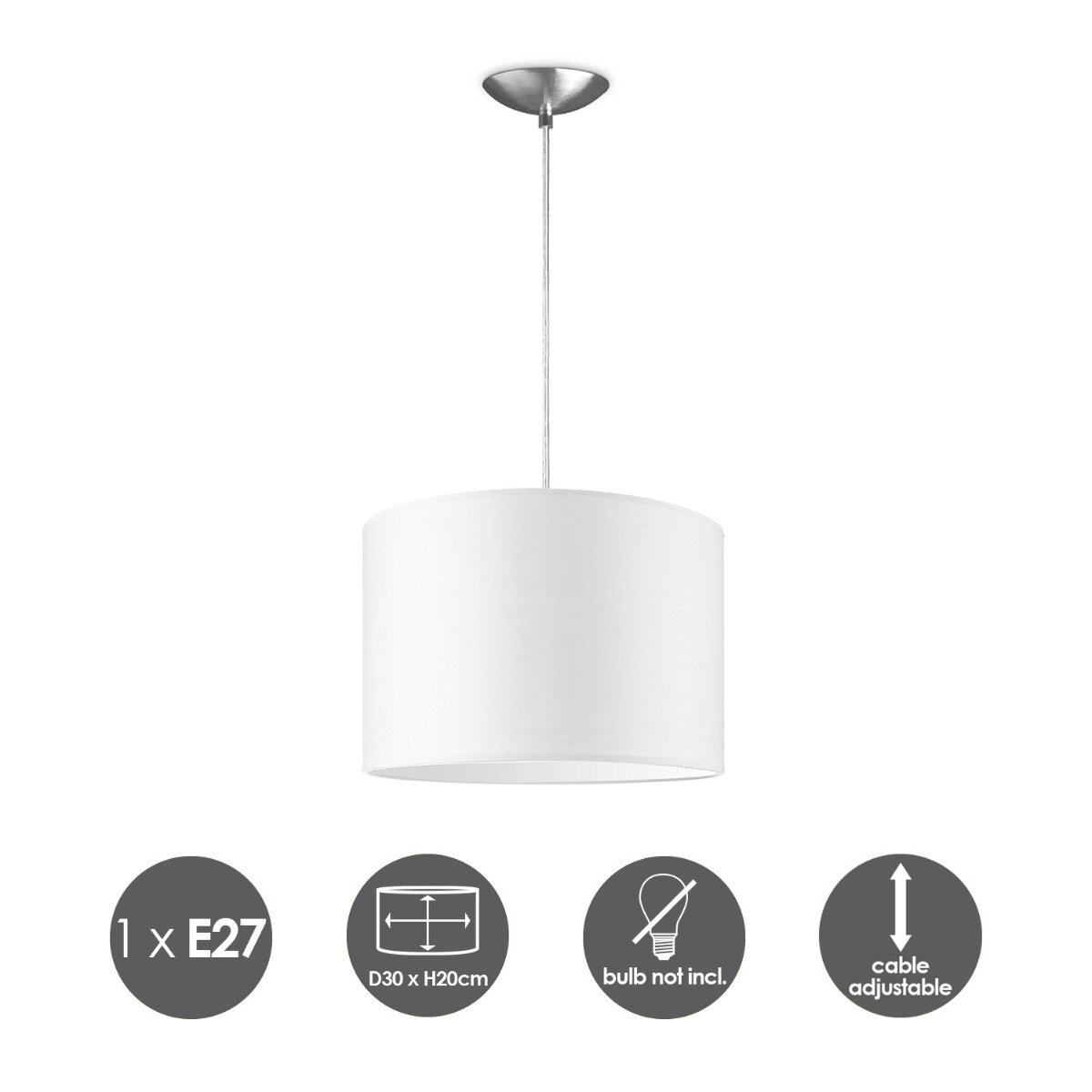 Home Sweet Home hanging lamp Bling with lampshade, E27, white, 30cm