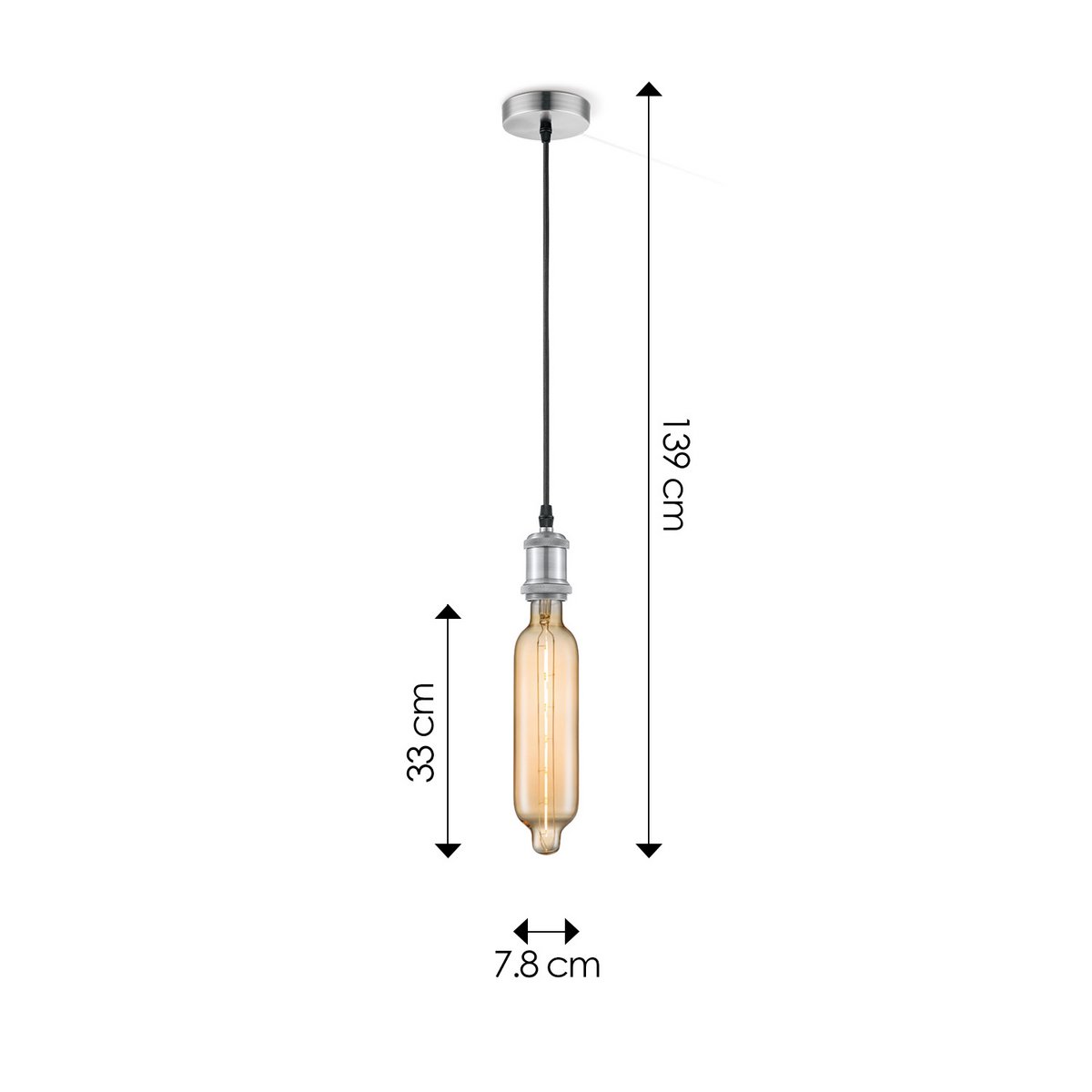 Home Sweet Home hanging lamp chrome vintage Tube G125 dimmable E27 amber