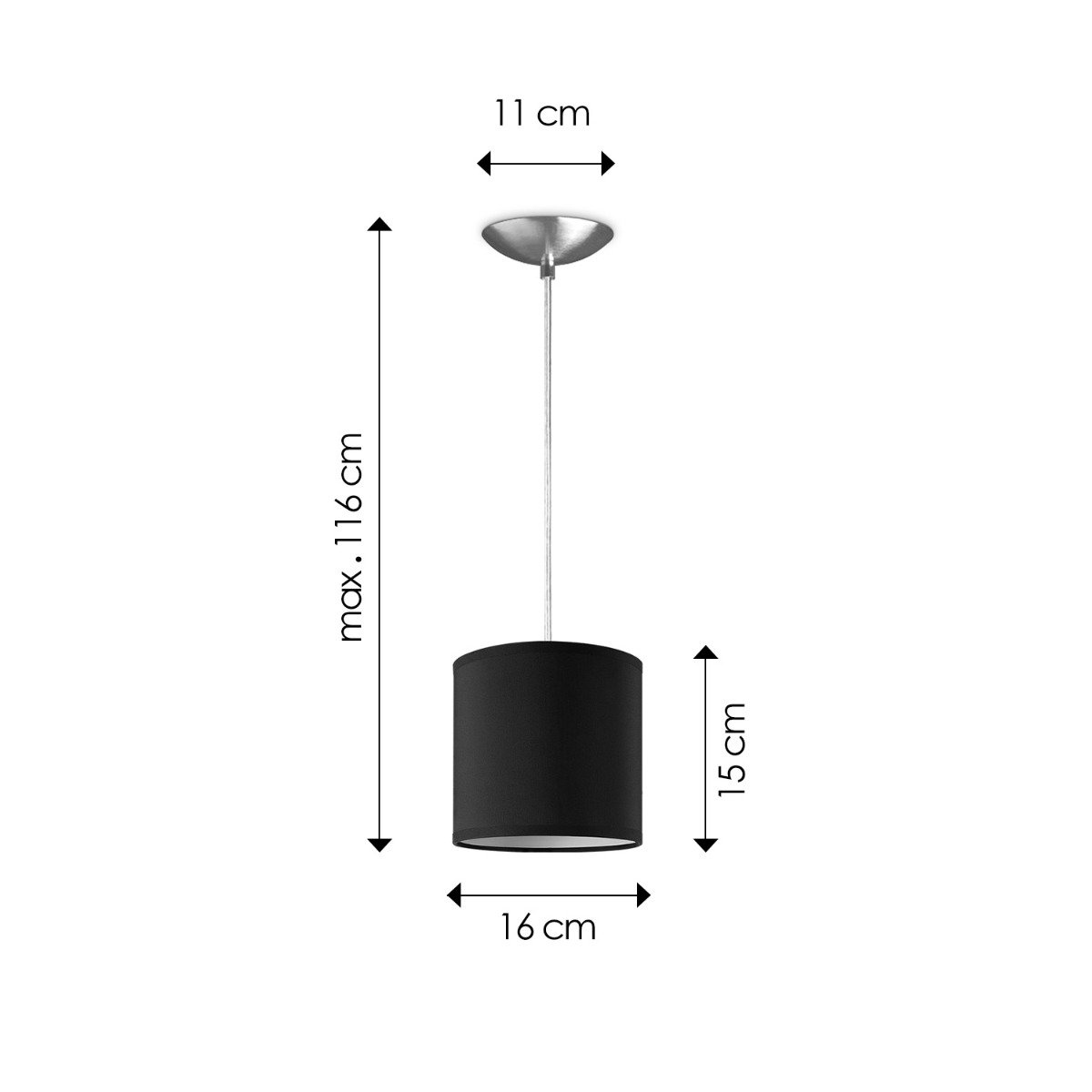 Home Sweet Home hanging lamp Bling with lampshade, E27, black, 16cm