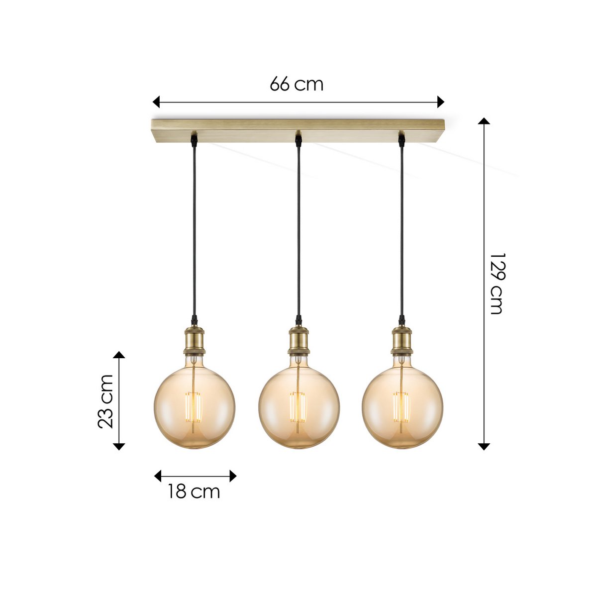 Home Sweet Home hanging lamp vintage Globe LED 3L G18 - dimmable E27 amber