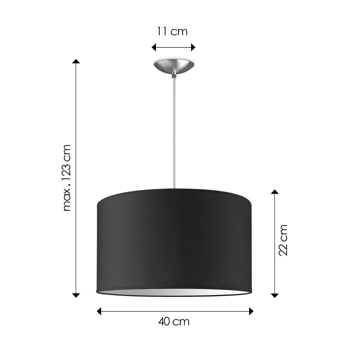 Home Sweet Home hanging lamp Bling with lampshade, E27, black, 40cm