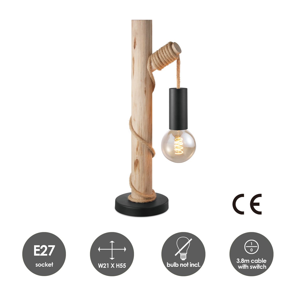 Home Sweet Home Rural table lamp Maritime - bedside lamp - Wood