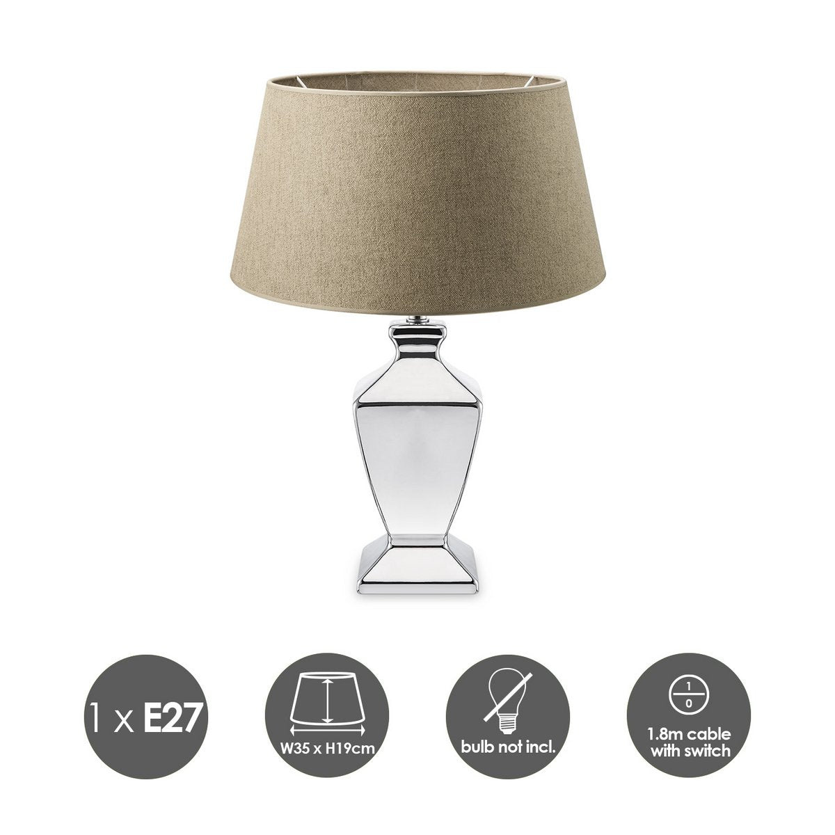 Home Sweet Home Table lamp Melrose, E27 taupe dimensions 35x50cm