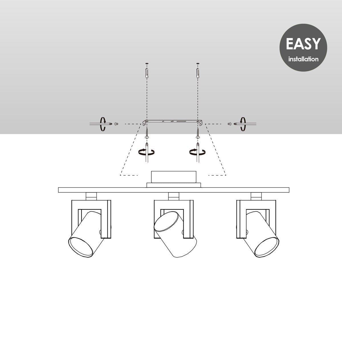 Home Sweet Home Surface-mounted spotlight Concrete 3 - incl. dimmable LED lamp - concrete