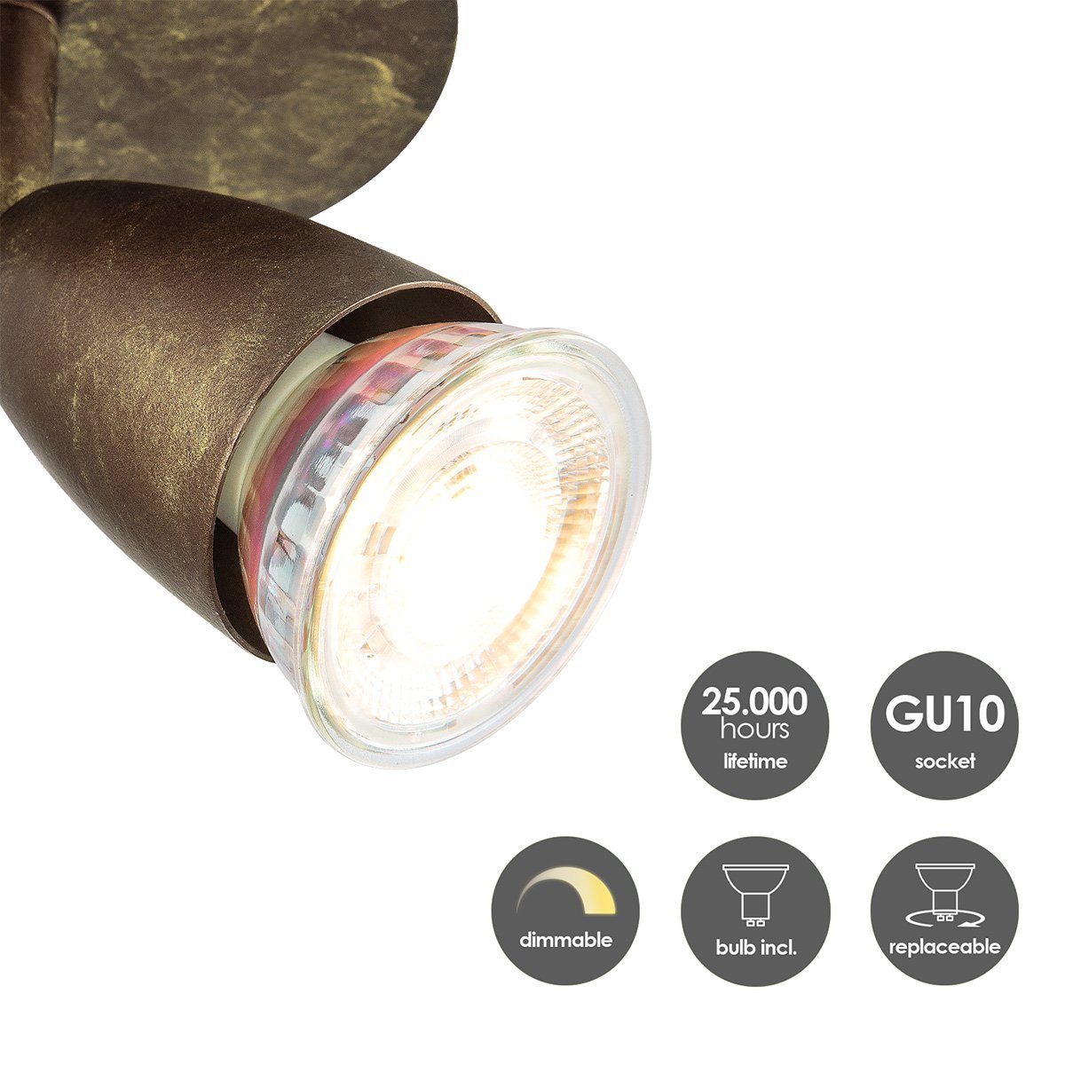 Home Sweet Home LED Wall Spot Curl - incl. dimmable LED lamp - Bronze