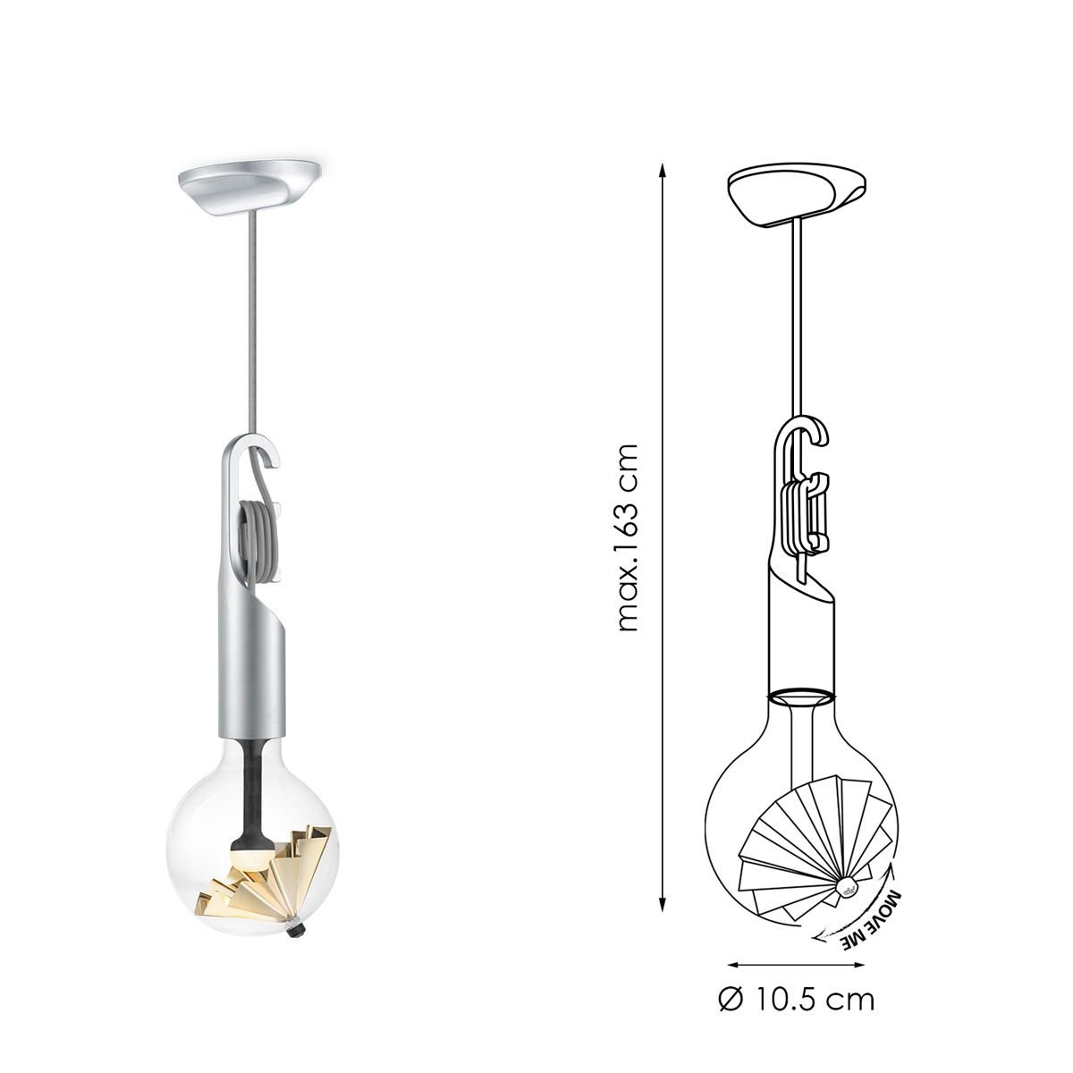 Home Sweet Home Hanglamp Move Me Twist Umbrella 5.5W 2700K grijs-goud