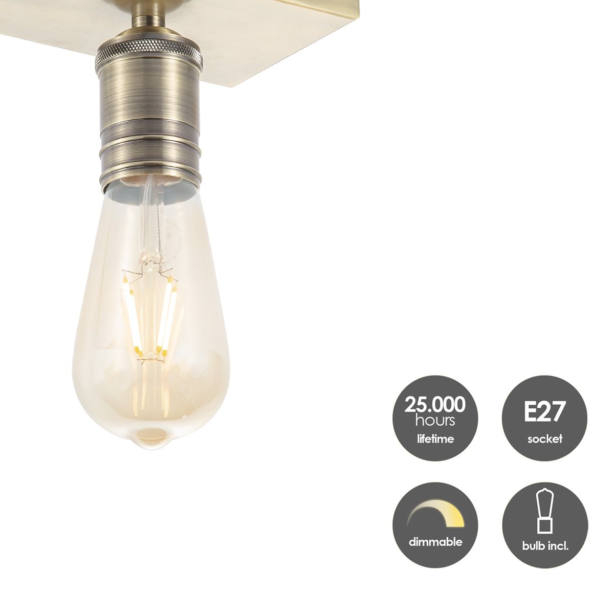 Home Sweet Home Surface-mounted spotlight Nitro 2 - incl. dimmable LED lamp - brass