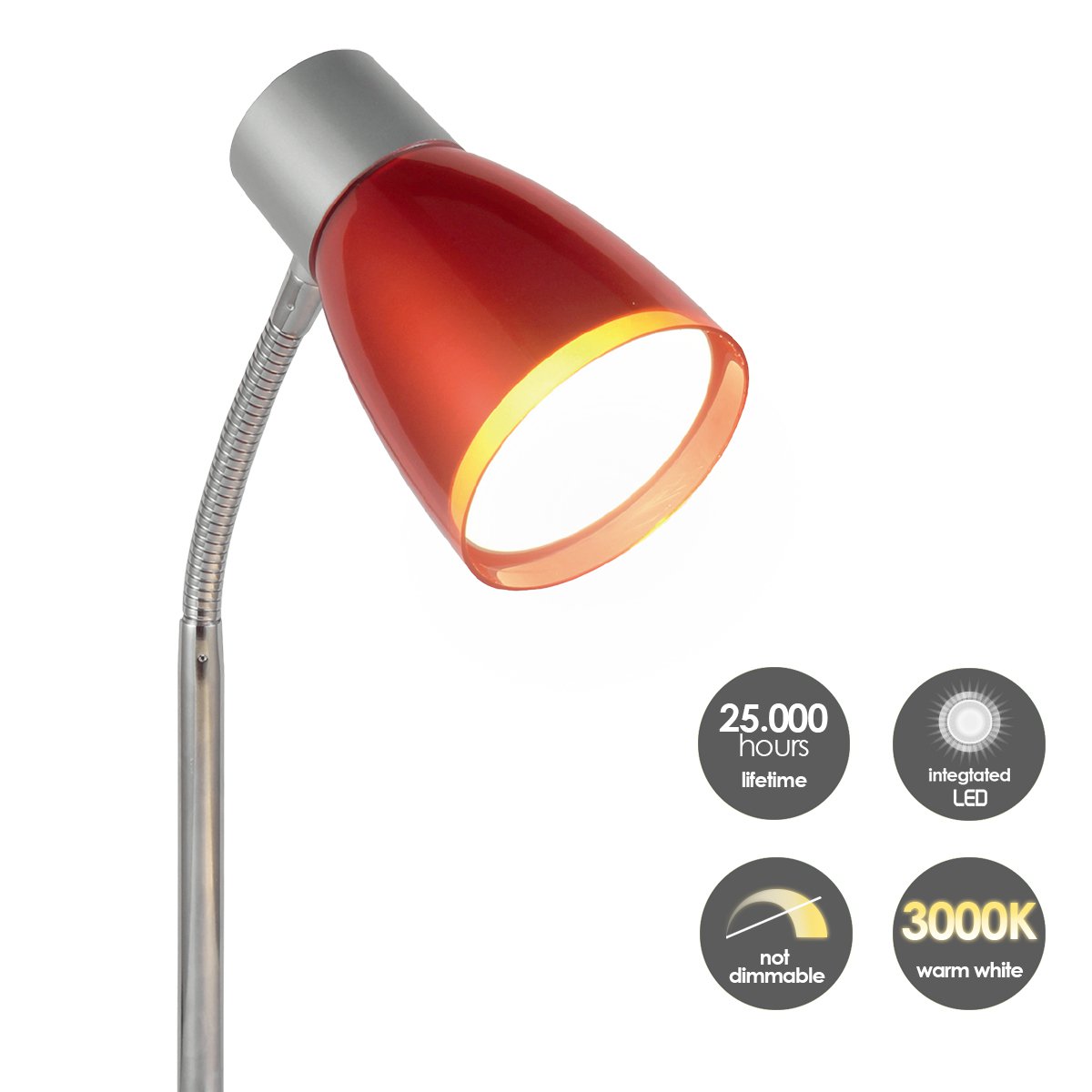 Home Sweet Home - Lumy LED Desk Lamp 3W Red - Adjustable