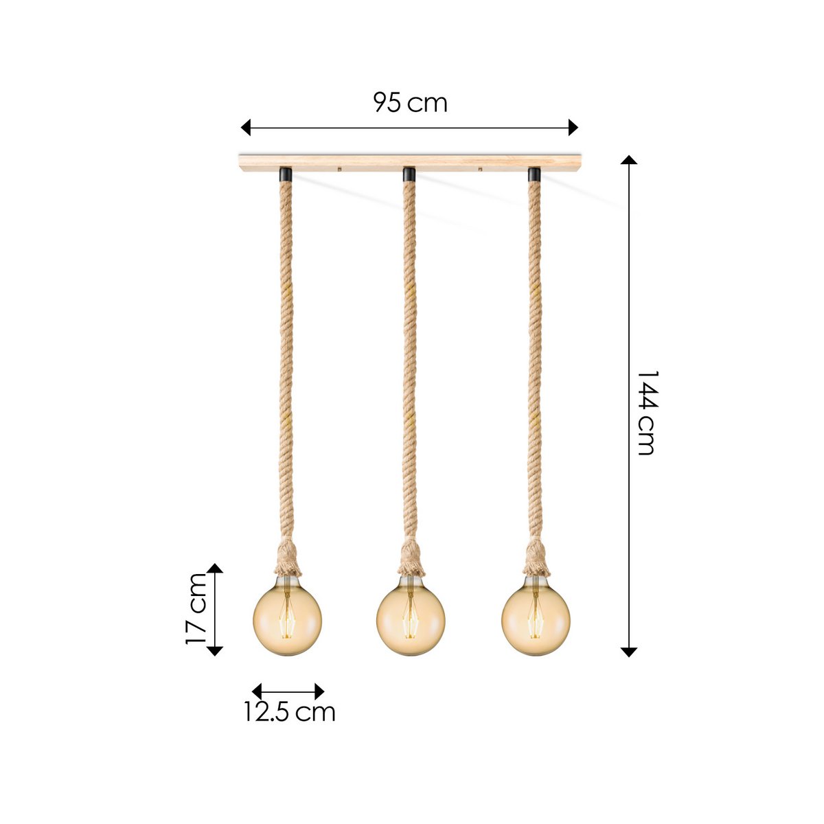 Home Sweet Home hanging lamp Leonardo - 3L G180 - dimmable E27 amber