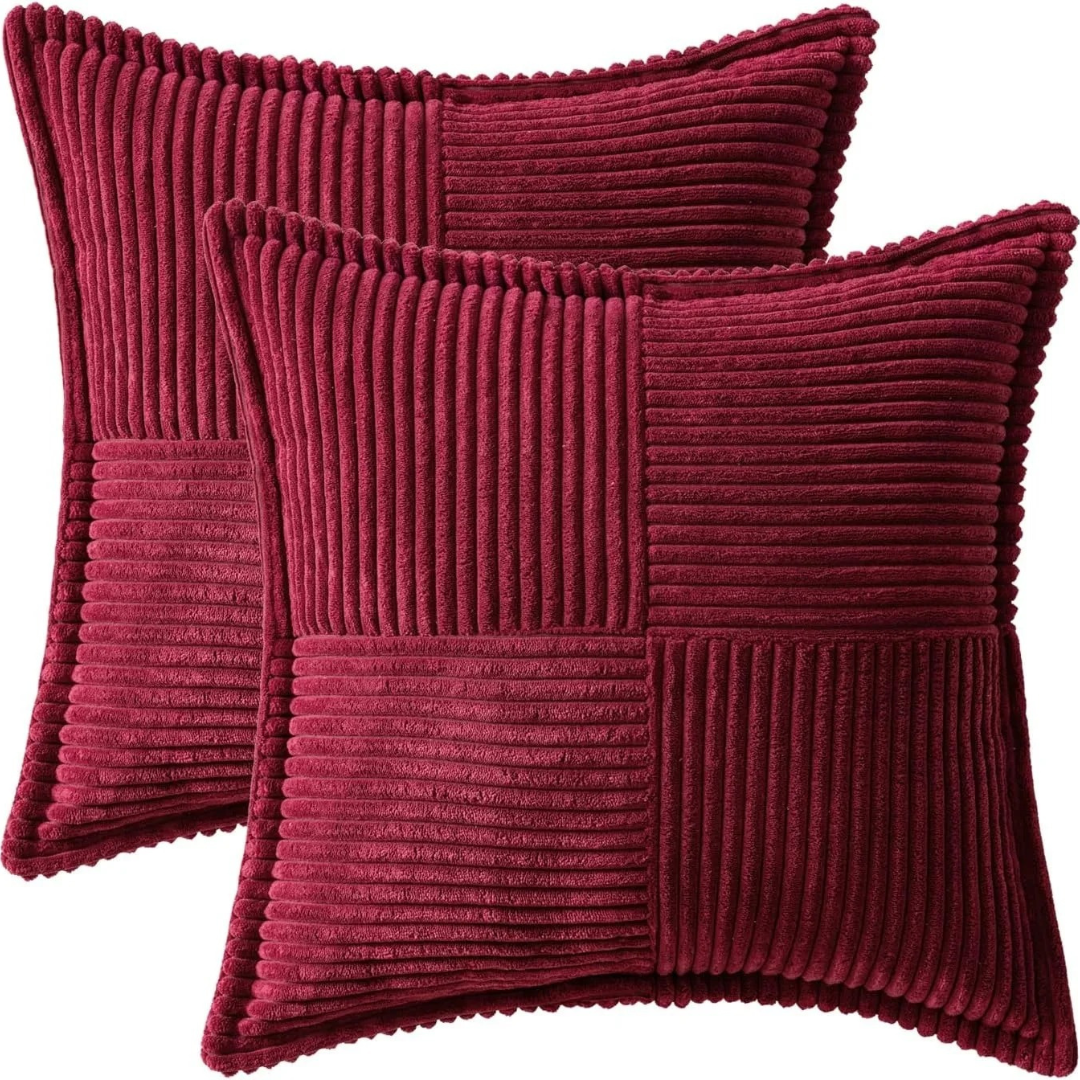 Decoratieve Kussensloop - Rood Retro Corduroy voor Bank of Sofa, 45x45 cm