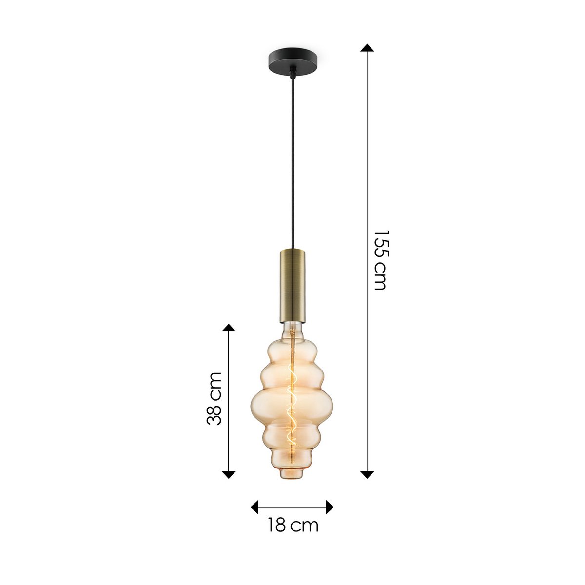 Home Sweet Home hanging lamp bronze Saga Cloud - G160 dimmable E27 amber