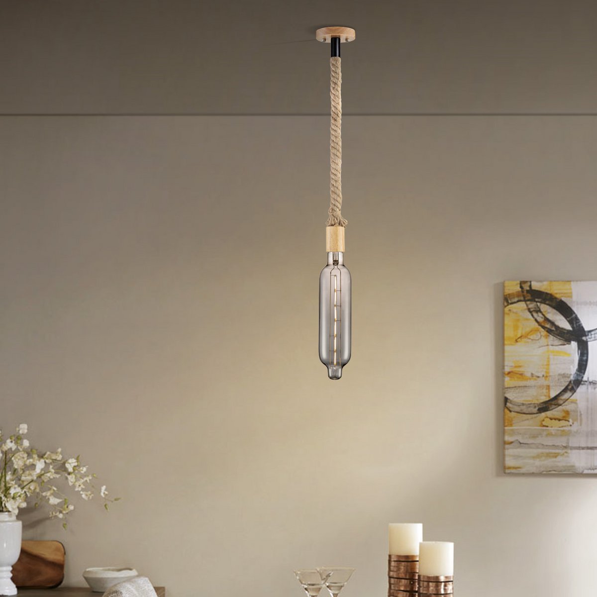 Home Sweet Home hanging lamp Leonardo Tube - G78 - dimmable E27 smoke