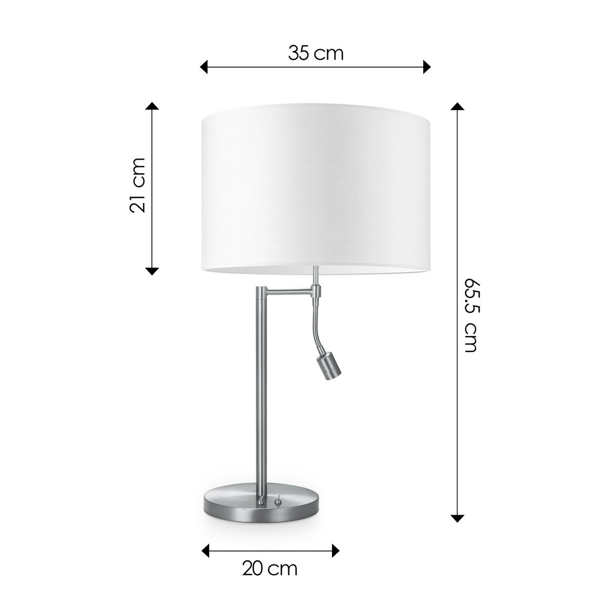 Home Sweet Home Table lamp Read, LED Reading lamp, E27, white 35x35x47cm