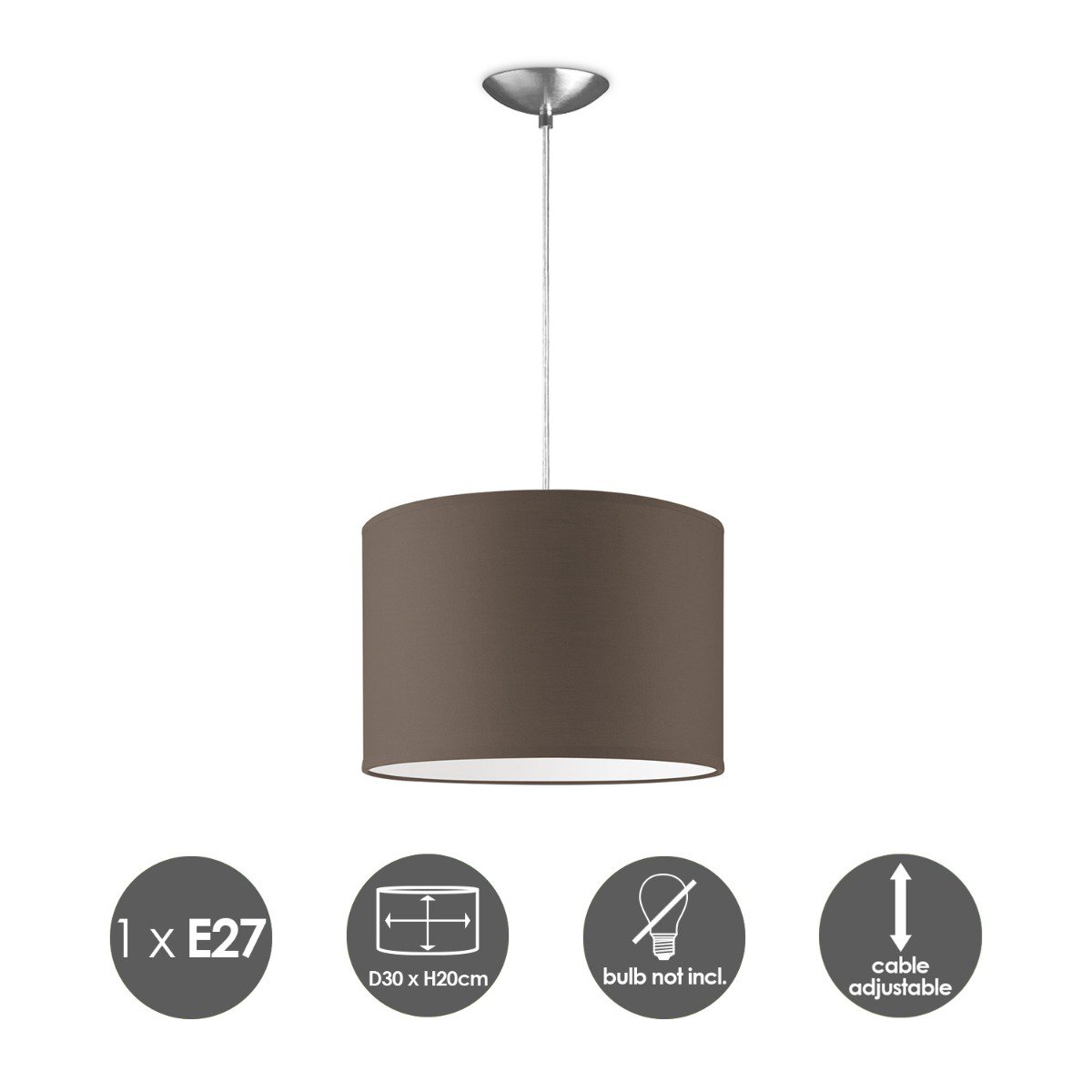 Home Sweet Home hanging lamp Bling with lampshade, E27, taupe, 30cm