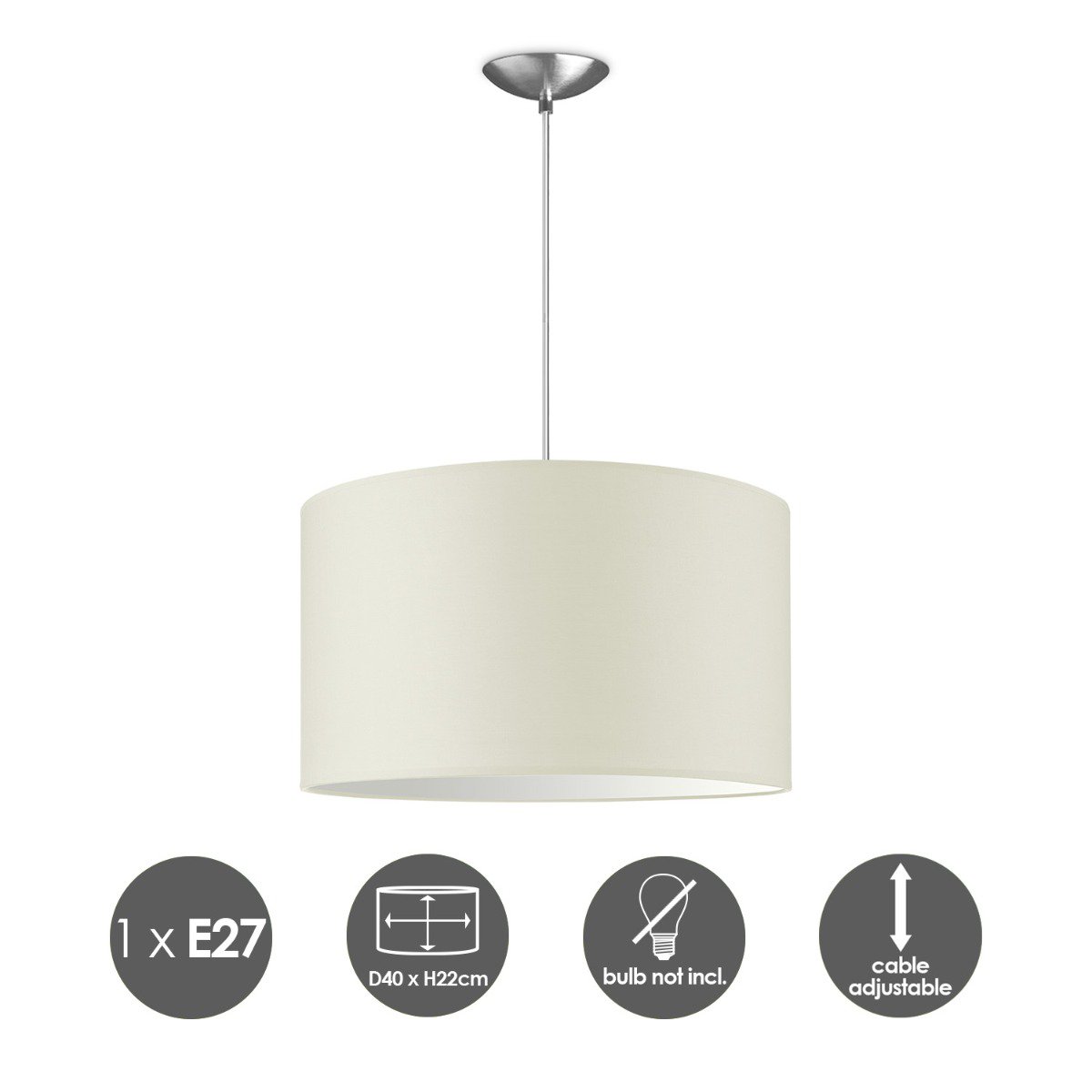 Home Sweet Home hanging lamp Bling with lampshade, E27, warm white, 40cm