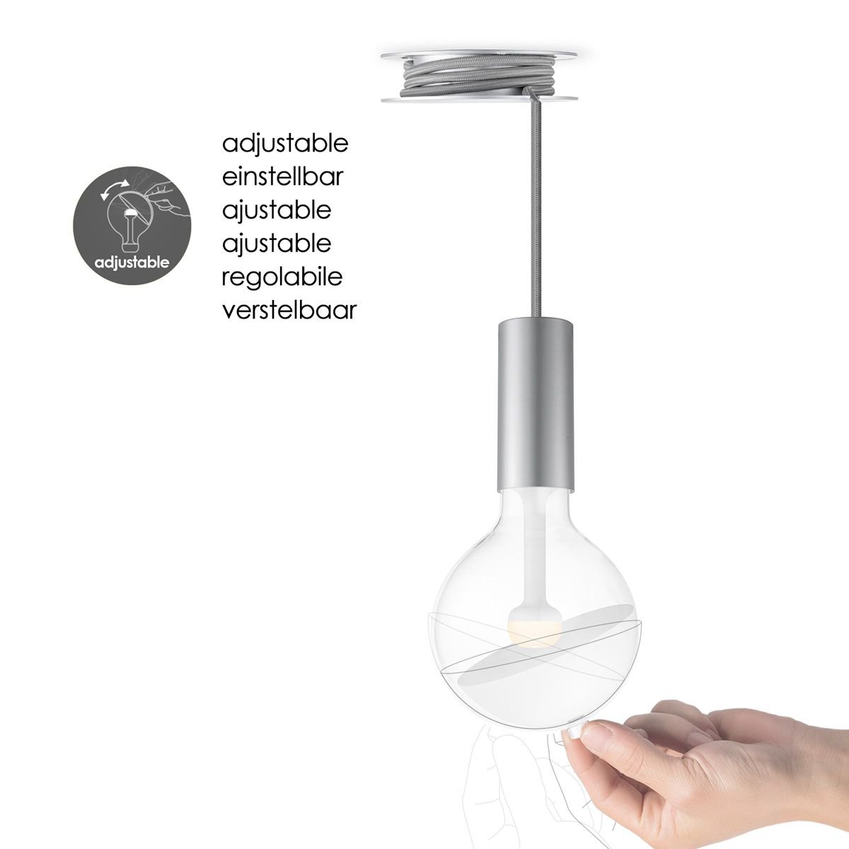 Home Sweet Home Hanging lamp Move Me - Pulley Sphere 5.5W 2700K gray-white