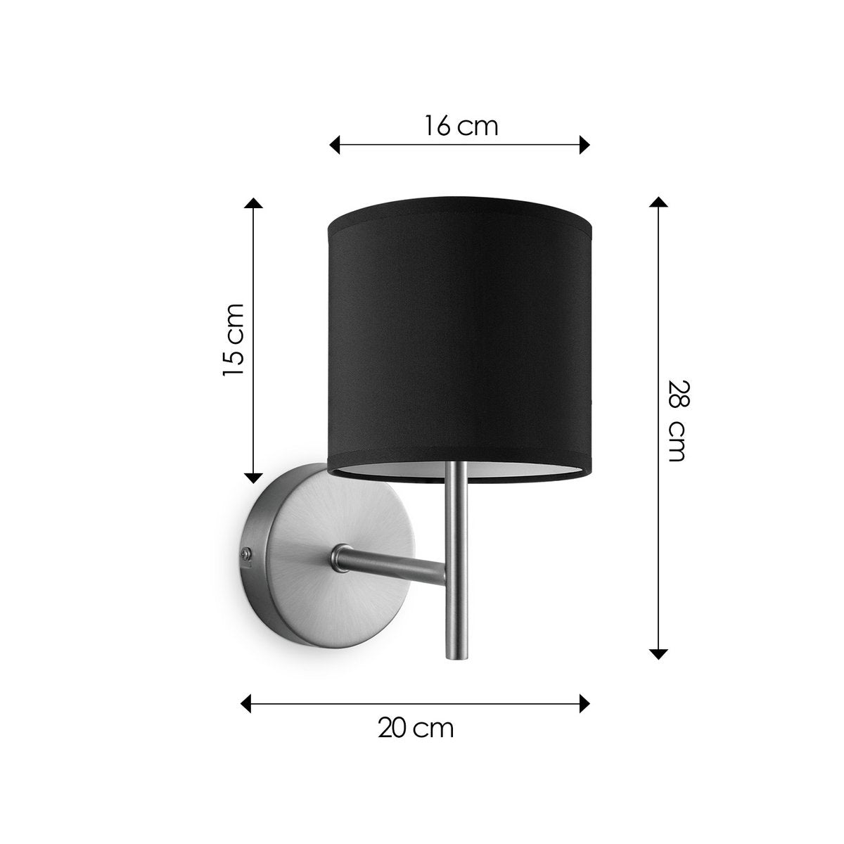 Home Sweet Home Wall Lamp - Mati including Lampshade E27 black 16x15cm