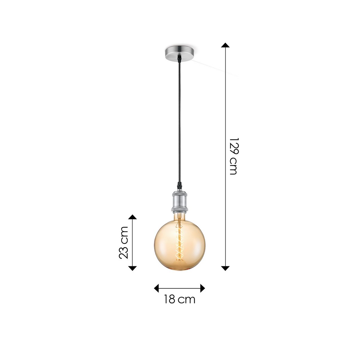 Home Sweet Home hanging lamp chrome vintage - - dimmable E27 amber