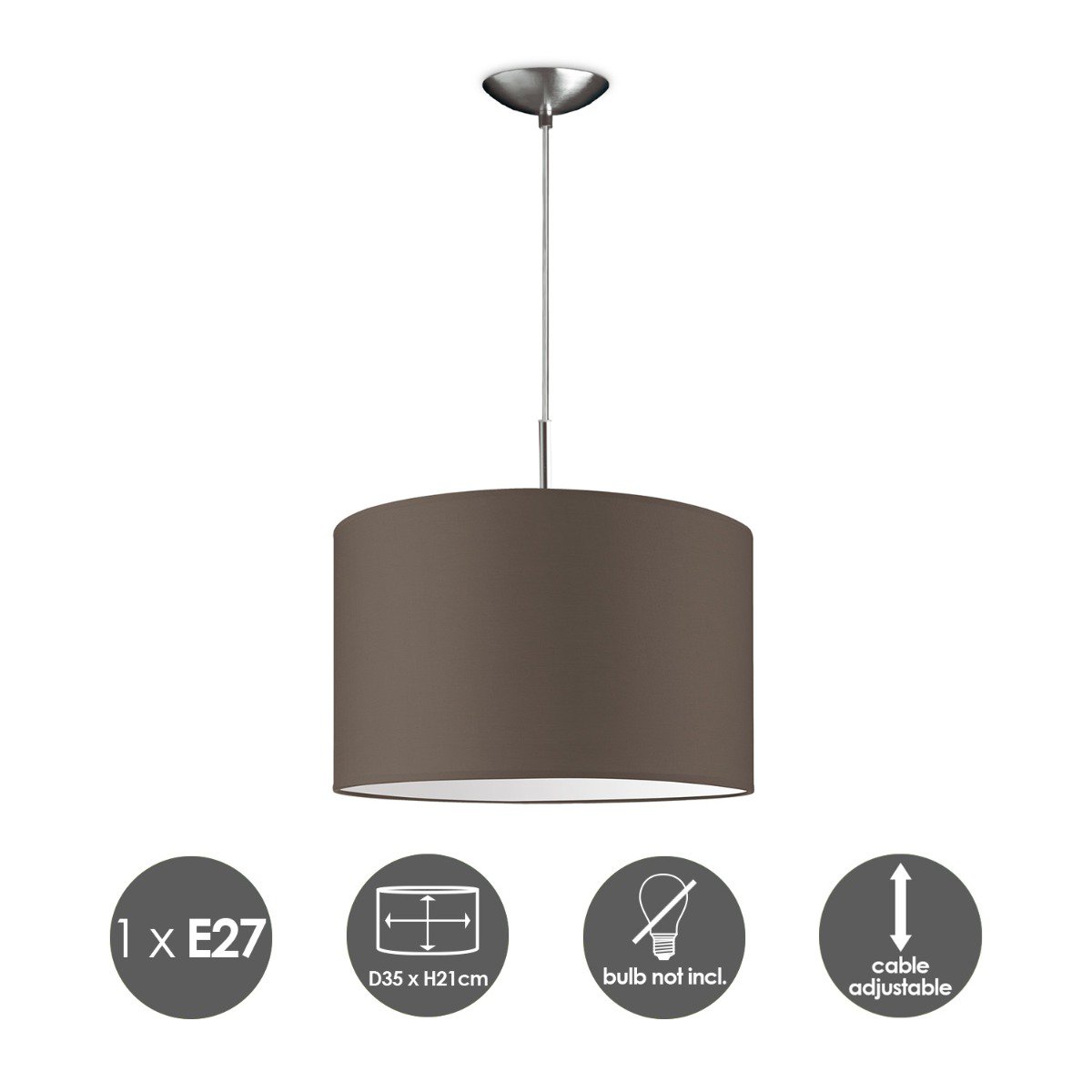 Home Sweet Home hanging lamp Tube Deluxe, E27, taupe, 35cm