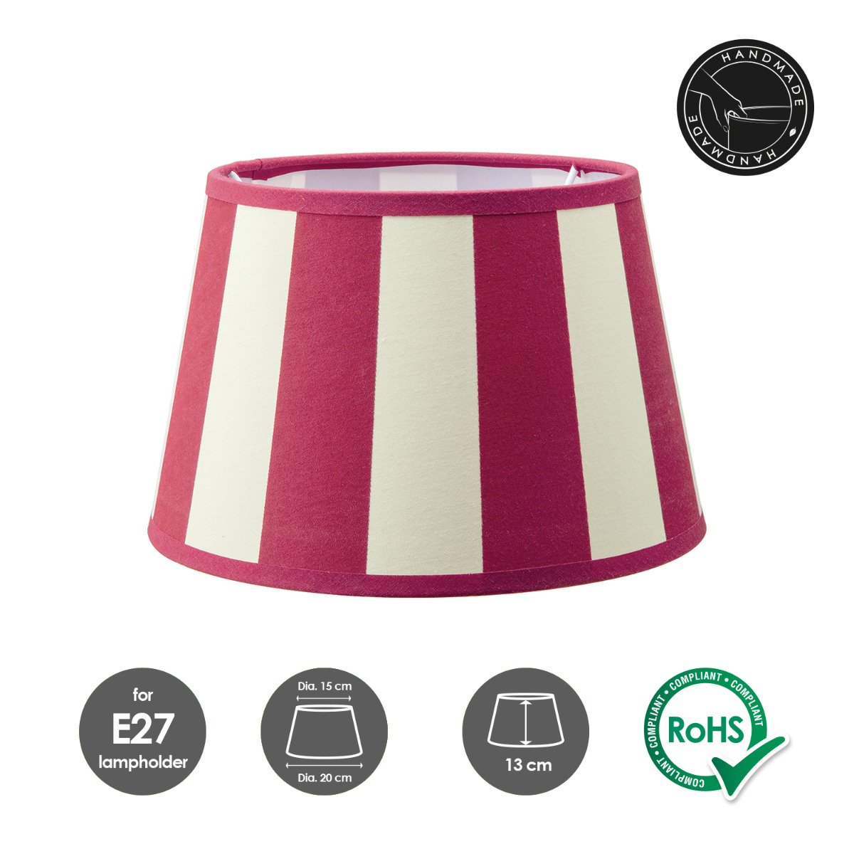 Home Sweet Home CLASSIC Fabric Lampshade white/red - 20 x 15 x 13 cm