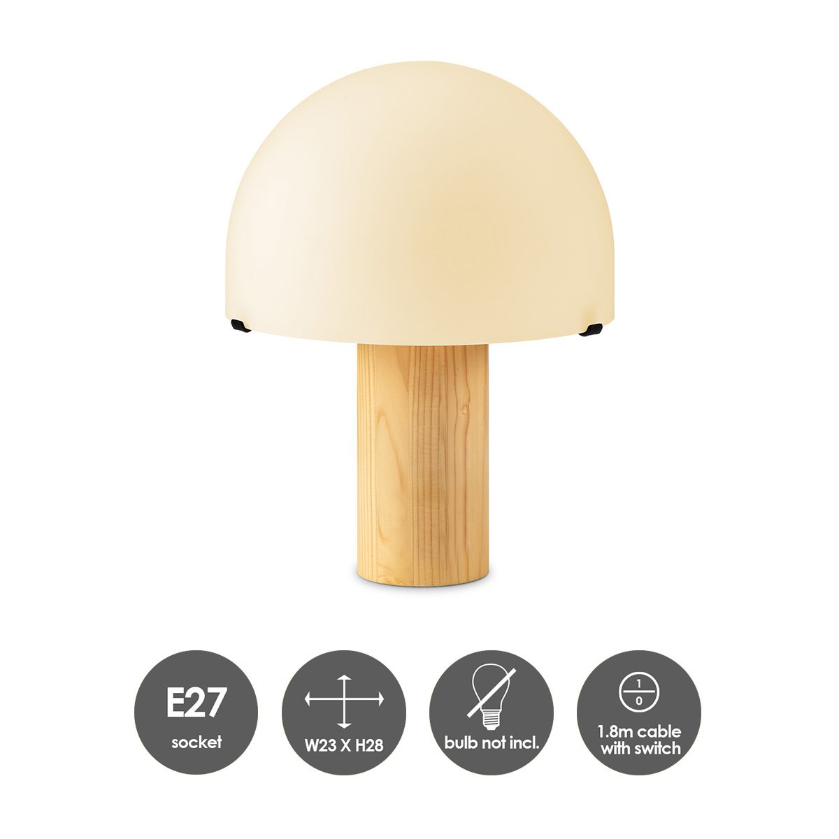 Home Sweet Home Rural Table Lamp Mushroom - White - 23/23/28cm