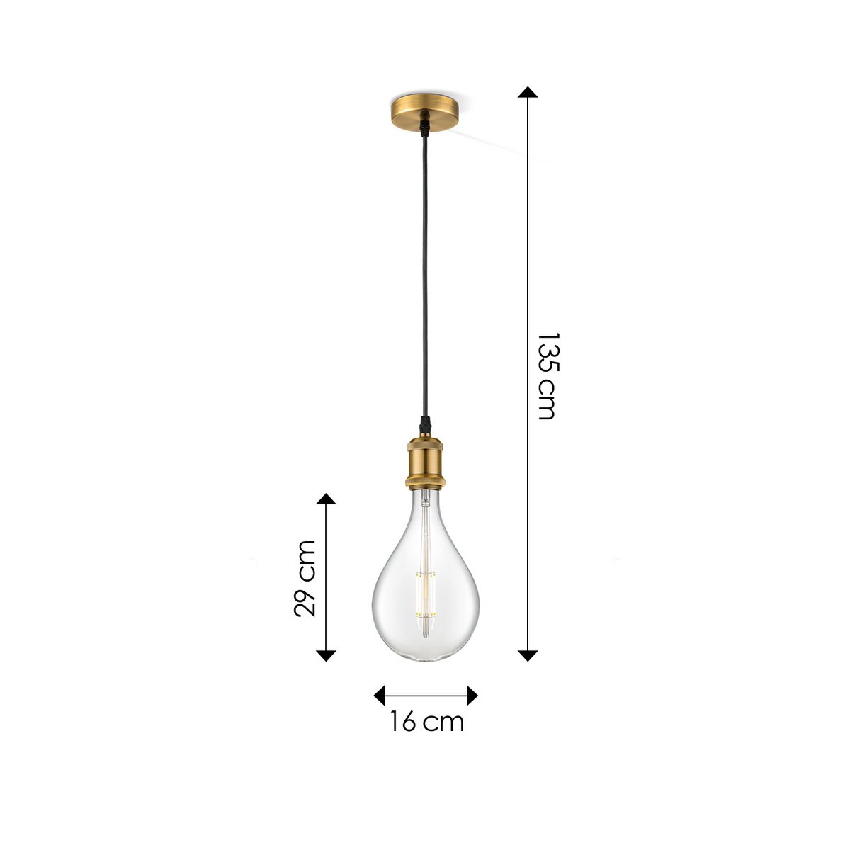 Home Sweet Home hanging lamp vintage Pear - G160 - dimmable E27 clear