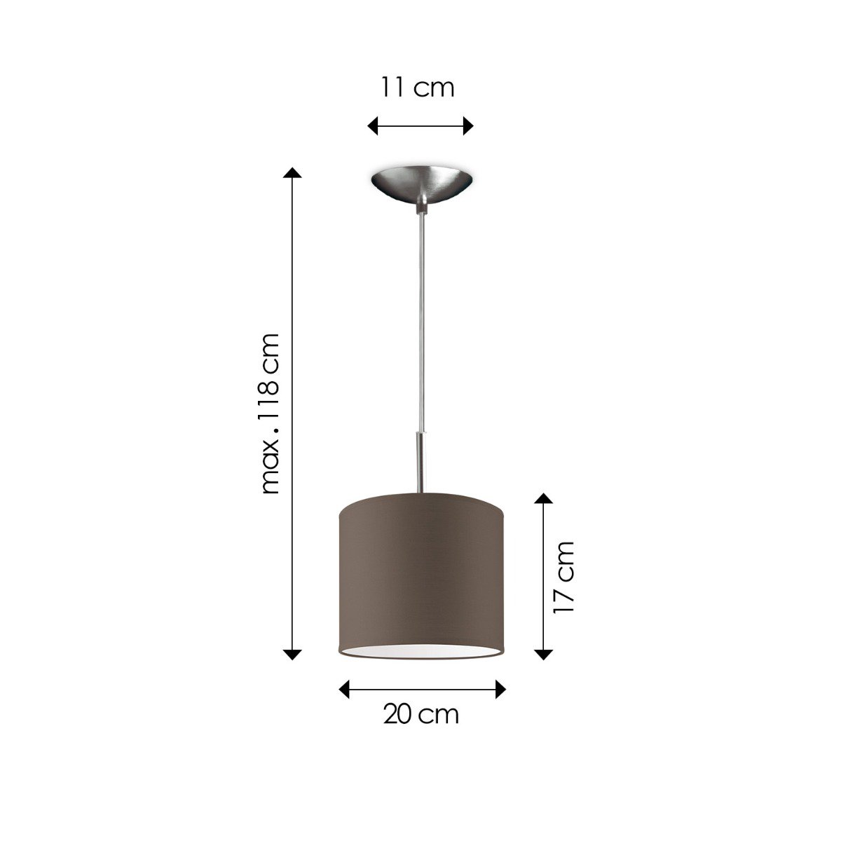 Home Sweet Home hanging lamp Tube Deluxe, E27, taupe, 20cm