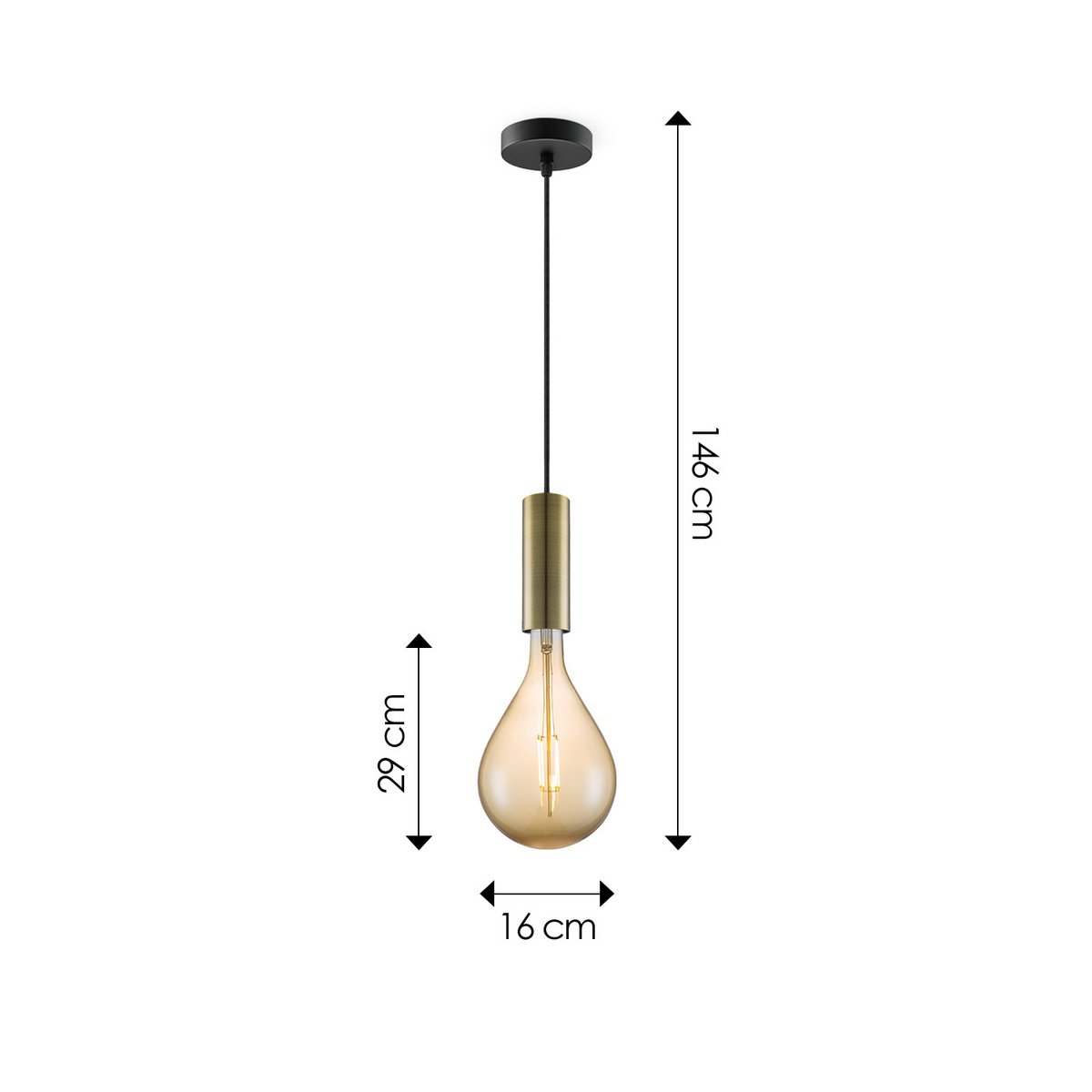 Home Sweet Home hanging lamp bronze Saga Pear - G160 - dimmable E27 amber