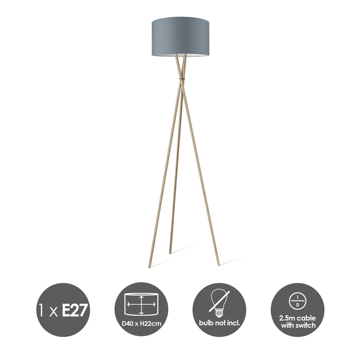 Home Sweet Home floor lamp Bling-Legs Bronze-Gray-40cm