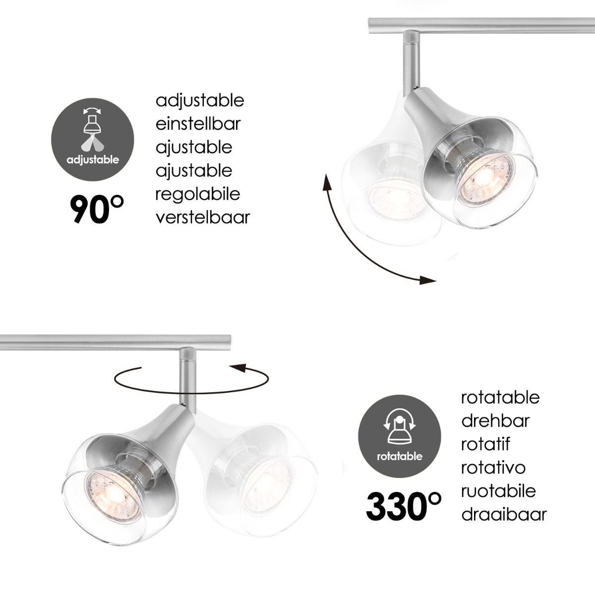 Home Sweet Home LED Surface-mounted spotlight Vaya 4 - incl. dimmable LED lamp - steel