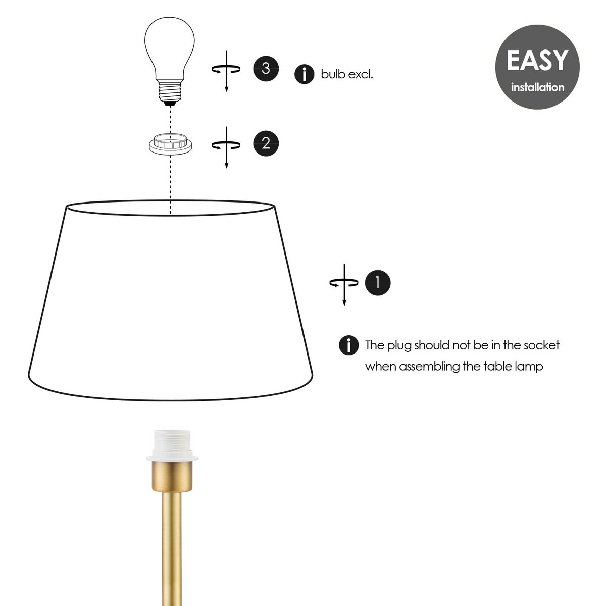 Home Sweet Home Table lamp Largo - E27 Brass taupe 30cm